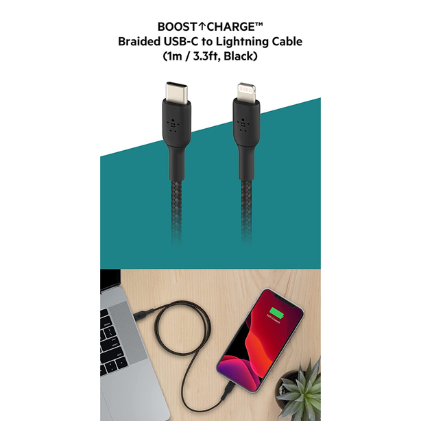 Belkin Braided USB-C to USB-A Cable 1M Black