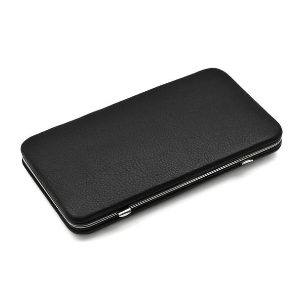 Giesen & Forsthoff Timor® 6-piece Manicure Set with glass nail file, in Black Cowhide Leather Case
