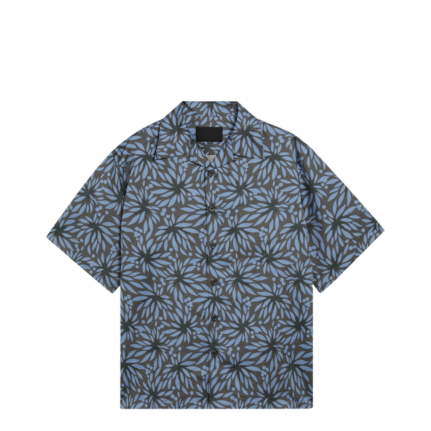 Hematite/Black Floral Print Bowling Shirt