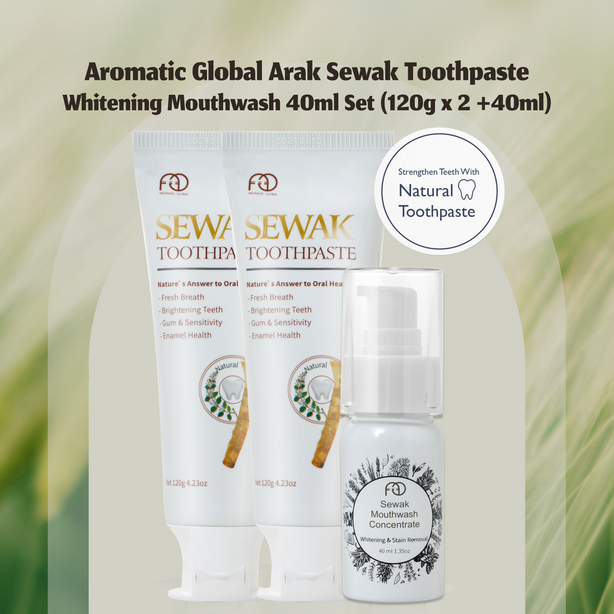 Aromatic Global Arak Sewak Toothpaste 120g x 2 &Whitening Mouthwash 40ml Set