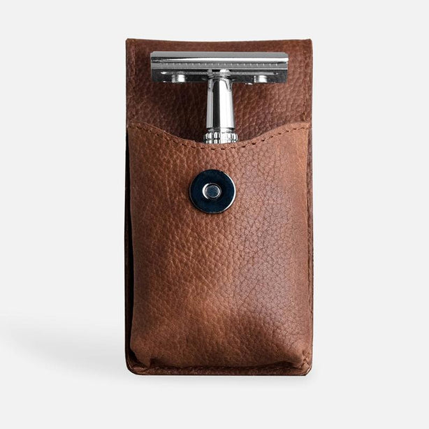 Giesen & Forsthoff Timor® Brown Cowhide Leather Pouch for Safety Razor
