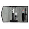 Giesen & Forsthoff Timor® 4-piece Manicure Set with glass nail file, in Black Grained Cowhide Leather Pouch