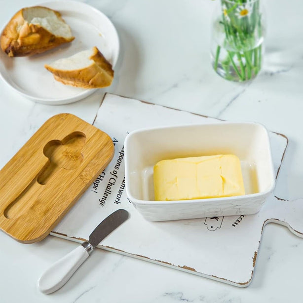 StitchesandTweed Ceramic Butter Dish with Spreader Knife