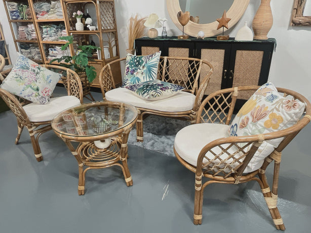 Bali Rattan Sofa Set - Walnut