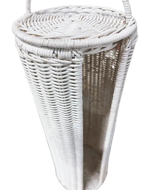 Rattan Toilet Roll Holder - White