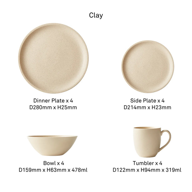 Dune 16pcs Dining Set - Clay