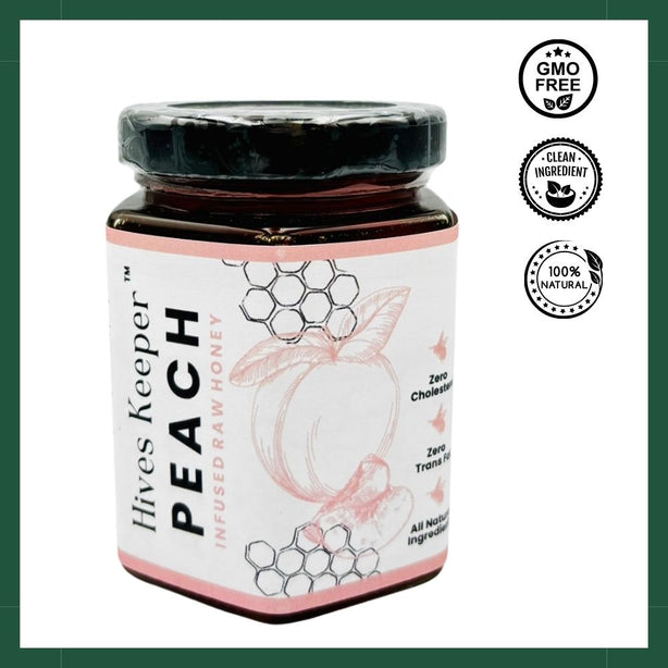 Hives Keeper Premium Peach Infused Raw Honey