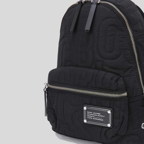 MARC JACOBS Nylon Jumbled Logo Small Backpack Black RB-4S4HBP002H02