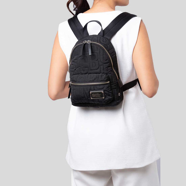 MARC JACOBS Nylon Jumbled Logo Small Backpack Black RB-4S4HBP002H02