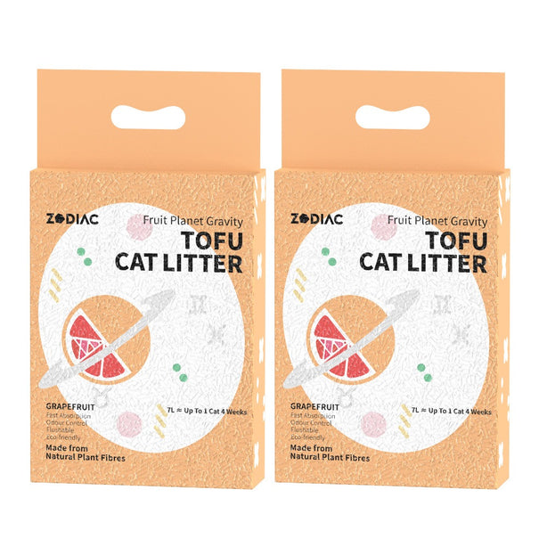 [Bundle of 2] Australia ZODIAC Fruity Tofu Cat Litter 7L Flushable Cat Litter Superior Absorbent Quick Clumping