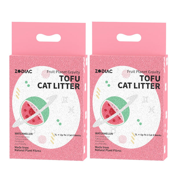 [Bundle of 2] Australia ZODIAC Fruity Tofu Cat Litter 7L Flushable Cat Litter Superior Absorbent Quick Clumping