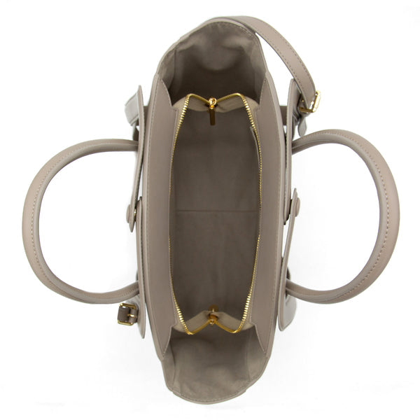 X Nihilo Number 5 Leather Handbag Work Bag Taupe