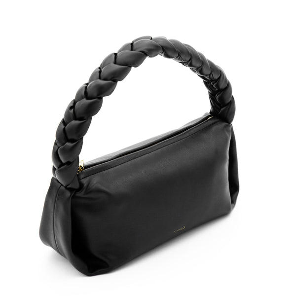 X Nihilo Brioche Braided Handle Leather Handbag Black