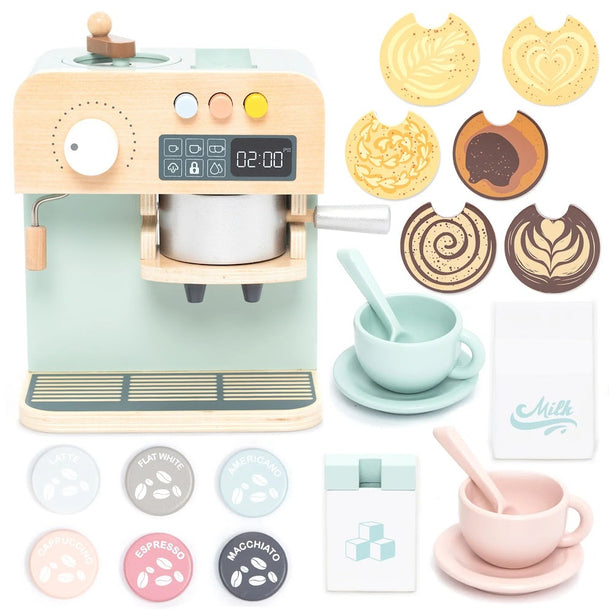 StitchesandTweed Coffee Maker Toy Wooden Montessori Learning Toys
