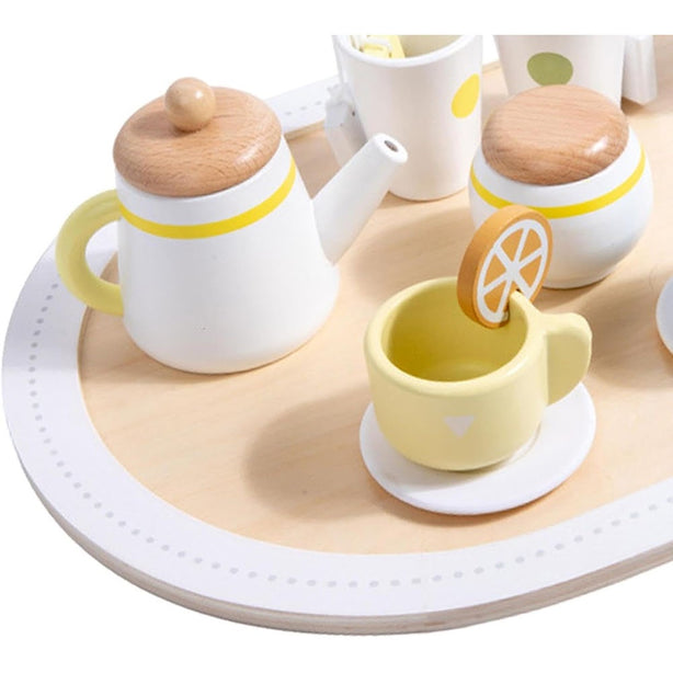 StitchesandTweed All in One Wooden Play Pretend Complete Afternoon Tea Set Kitchen Toy