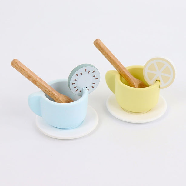 StitchesandTweed All in One Wooden Play Pretend Complete Afternoon Tea Set Kitchen Toy