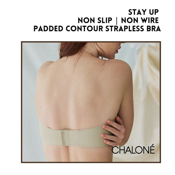 Chalone Non Wire Padded Strapless Push Up Bra for Small Busts Stay Up Slip Free No Silicone Seamless for T-shirt