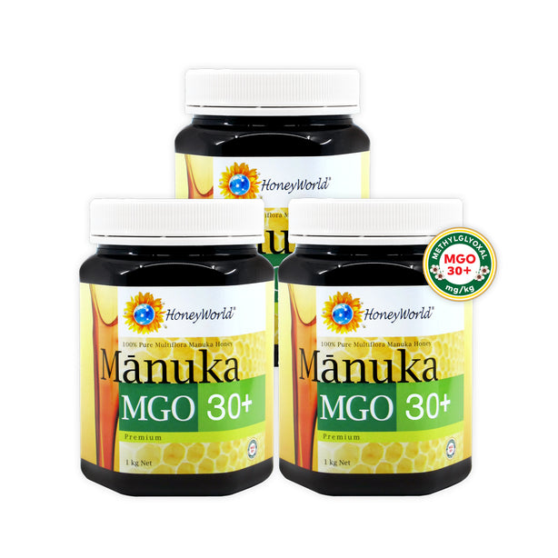 HoneyWorld Manuka Honey MGO 30+ 1kg (Bundle of 3)