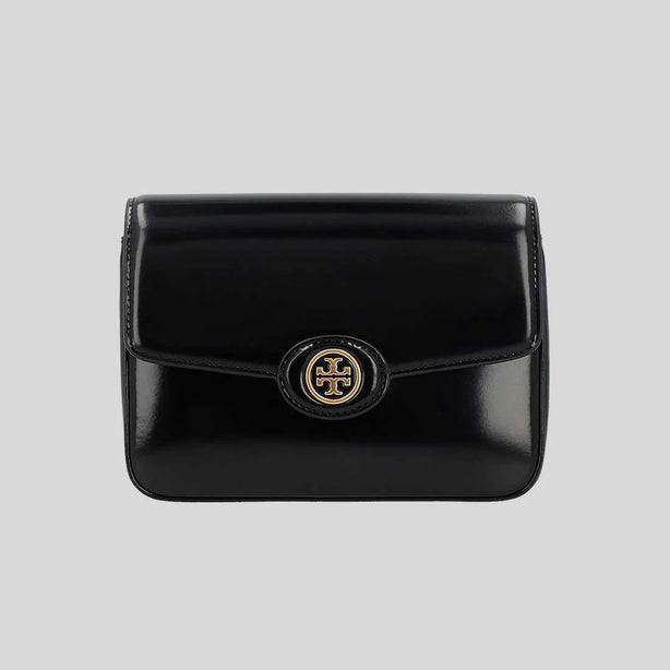 TORY BURCH Robinson Spazzolato Convertible Shoulder Bag Black RB-143122