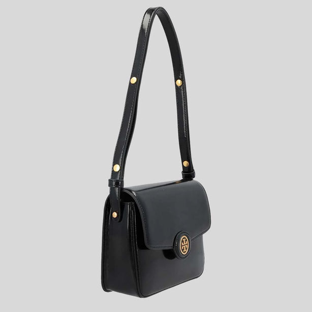 TORY BURCH Robinson Spazzolato Convertible Shoulder Bag Black RB-143122