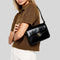 TORY BURCH Robinson Spazzolato Convertible Shoulder Bag Black RB-143122