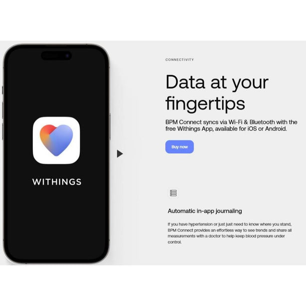 Withings WPM05-ALL-INTER BPM Connect Clinically Validated Blood Pressure Monitor (HSA registered Class B Medical Device)