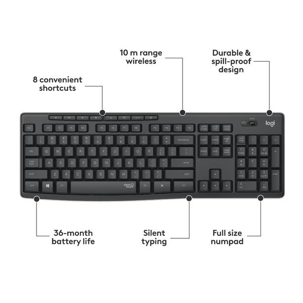 Logitech MK295 Silent Wireless Keyboard Mouse Combo