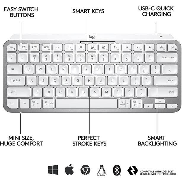 Logitech MX Keys Mini Wireless Illuminated Keyboard