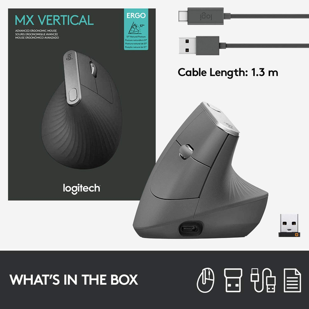 Logitech MX Vertical Wireless Bluetooth Ergonomic Mouse
