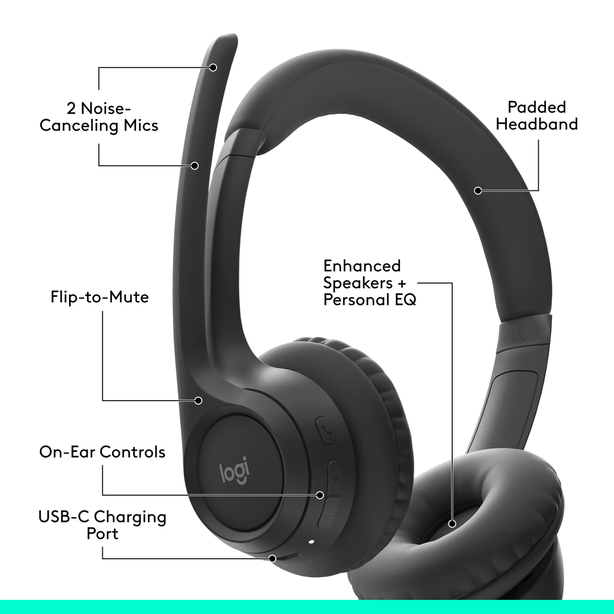 Logitech Zone 300 Bluetooth Wireless Headset Graphite
