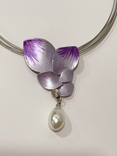 HART Purple Orchid Leaf-Shaped Choker & Earrings Series