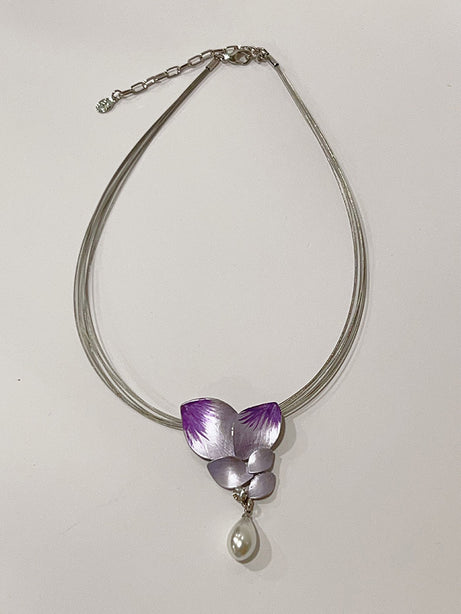 HART Purple Orchid Leaf-Shaped Choker & Earrings Series