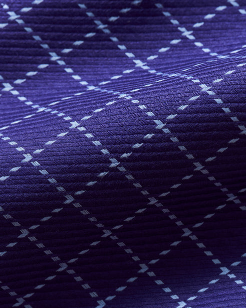 Coupe Cousu, Navy Blue Checks, Double Collar Long Sleeve Shirt