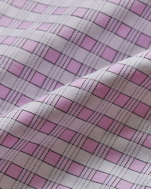 Coupe Cousu, Light Pink Checks, Double Collar Long Sleeve Shirt