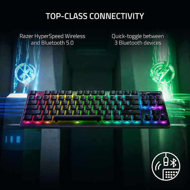 Razer Deathstalker V2 Pro Tenkeyless - Wireless Low Profile Optical Gaming Keyboard (Linear Red Switch) - White Edition