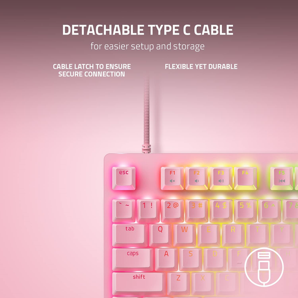 Razer Huntsman V2 Tenkeyless - Optical Gaming Keyboard (Linear Red Switch) - Quartz Edition