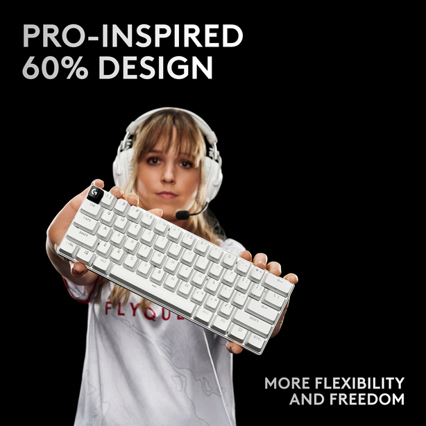 Logitech G Pro X 60 Lightspeed Bluetooth Wireless 60 Percent Keyboard White (Gx-Brown)