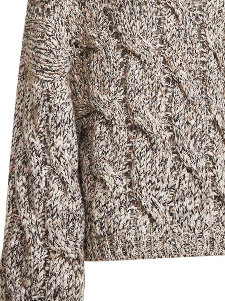 Soft Wool Cashmere Mohair Turtleneck Sweater with Braided Design