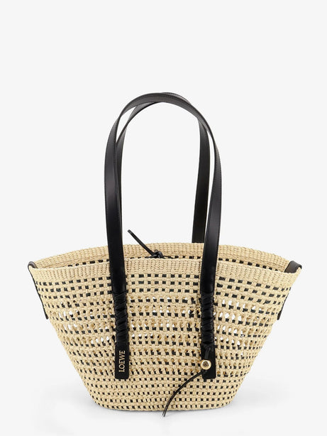 Loewe Paula's Ibiza -Braid raffia and leather shoulder bag - Naturalblack