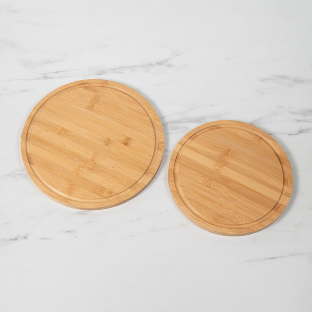 Robinsons Twin Pack Bamboo Round Chopping Board / Serving Tray - Special Buy