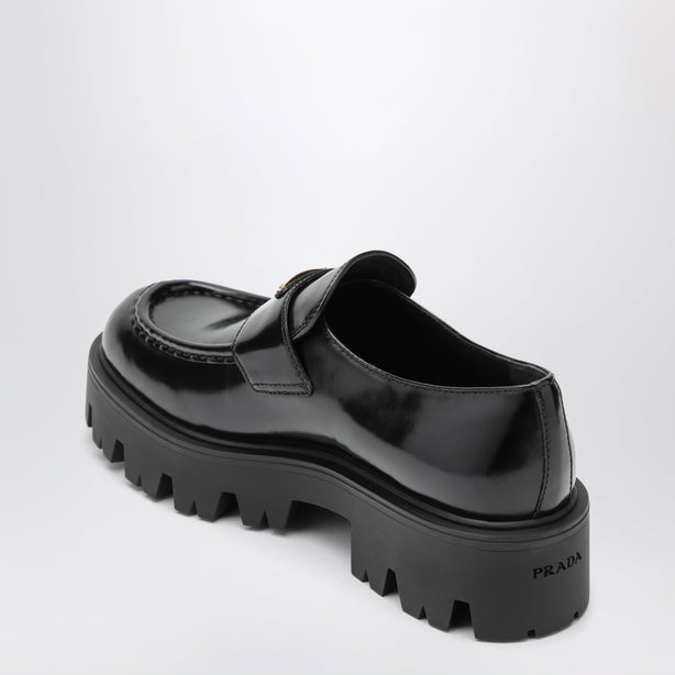 Prada Black Brushed Leather Loafers