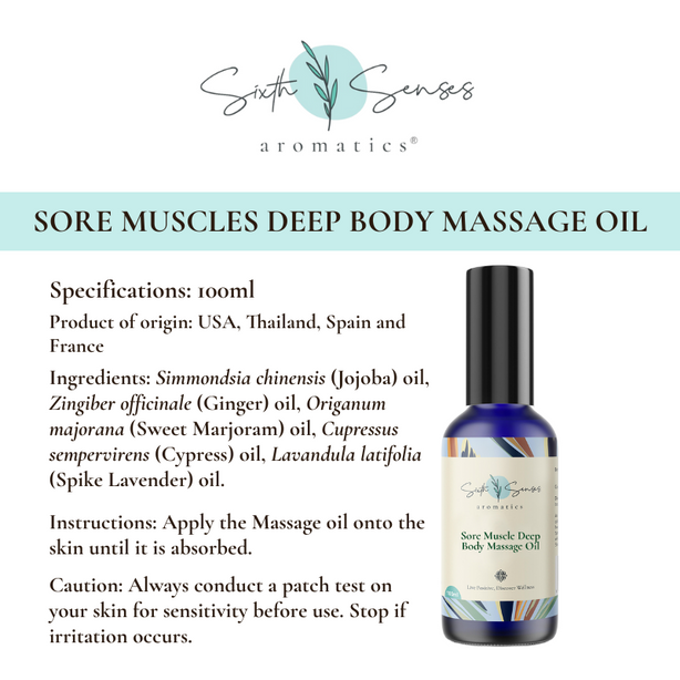 Sixth Senses Aromatics Sore Muscle Deep Body Massage Oil 100ml