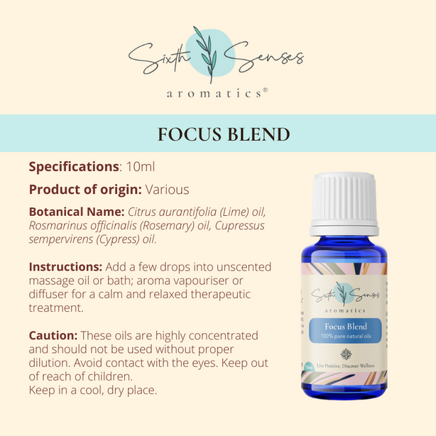 Sixth Senses Aromatics Focus Blend essential oils