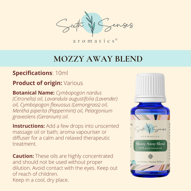 Sixth Senses Aromatics Mozzy Away Blend essential oils