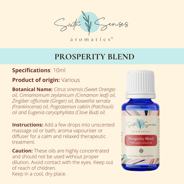 Sixth Senses Aromatics Prosperity Blend essential oils