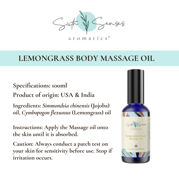 Sixth Senses Aromatics Lemongrass Body Massage Oil 100ml