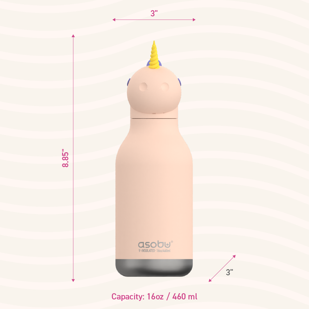 ASBV05454 ASOBU Bestie Kids Thermal Water Bottle - Unicorn | Cute Insulated Leak-Proof Stainless Steel