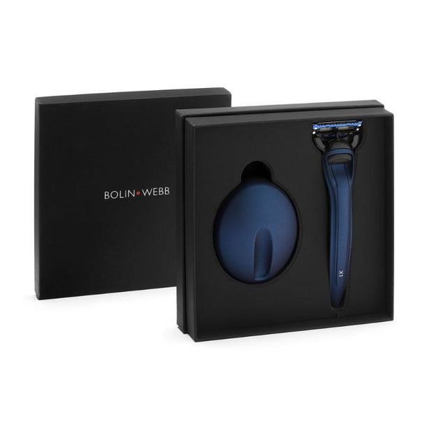 Bolin Webb X1 Matte Blue Razor and Stand - Gillette Fusion 5