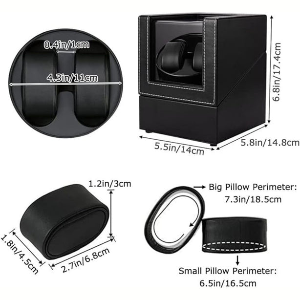 StitchesandTweed Double Automatic Watch Winder - Black