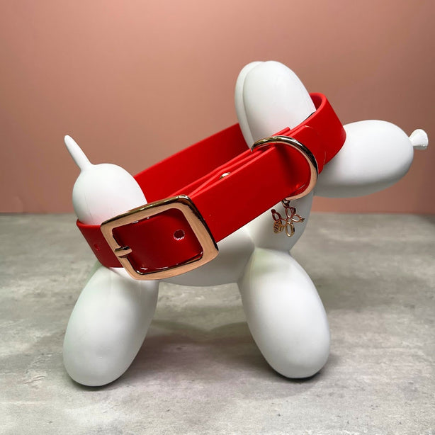 LEASh Pet Collar Biothane - Rouge Casaque - Rose Gold Hardware